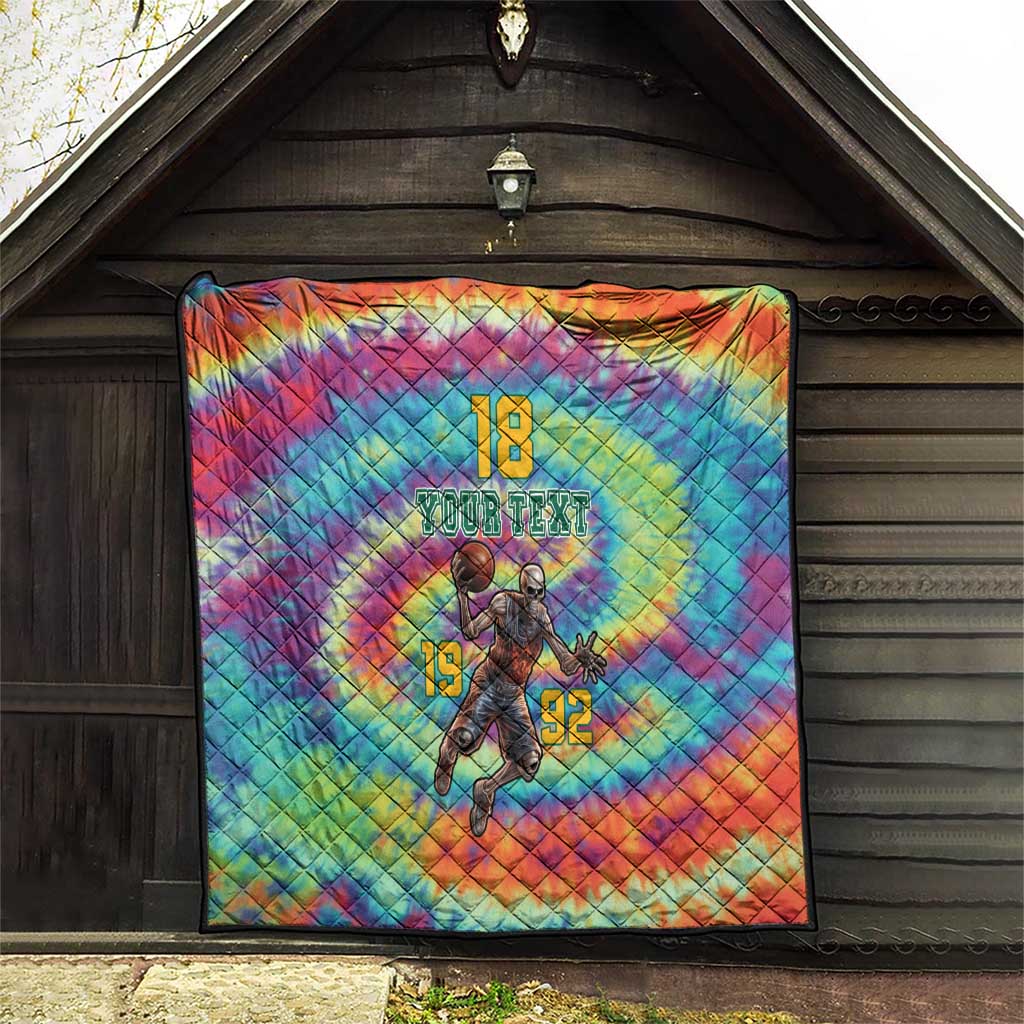 Custom Lithuania Basketball Skeleton 1992 Quilt Tie Dye Pattern - Wonder Print Shop