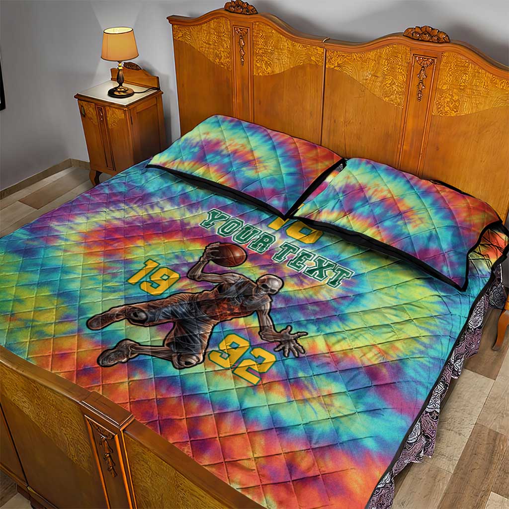 Custom Lithuania Basketball Skeleton 1992 Quilt Bed Set Tie Dye Pattern - Wonder Print Shop