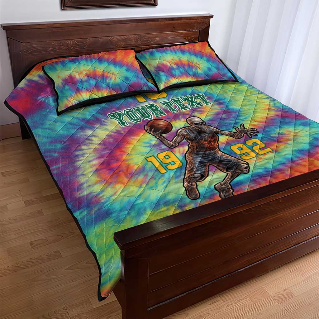 Custom Lithuania Basketball Skeleton 1992 Quilt Bed Set Tie Dye Pattern - Wonder Print Shop