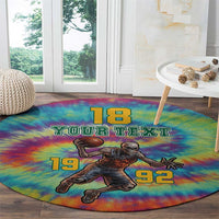 Custom Lithuania Basketball Skeleton 1992 Round Carpet Tie Dye Pattern - Wonder Print Shop
