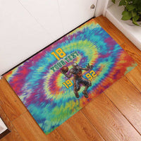 Custom Lithuania Basketball Skeleton 1992 Rubber Doormat Tie Dye Pattern - Wonder Print Shop