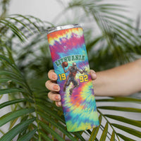 Custom Lithuania Basketball Skeleton 1992 Skinny Tumbler Tie Dye Pattern - Wonder Print Shop