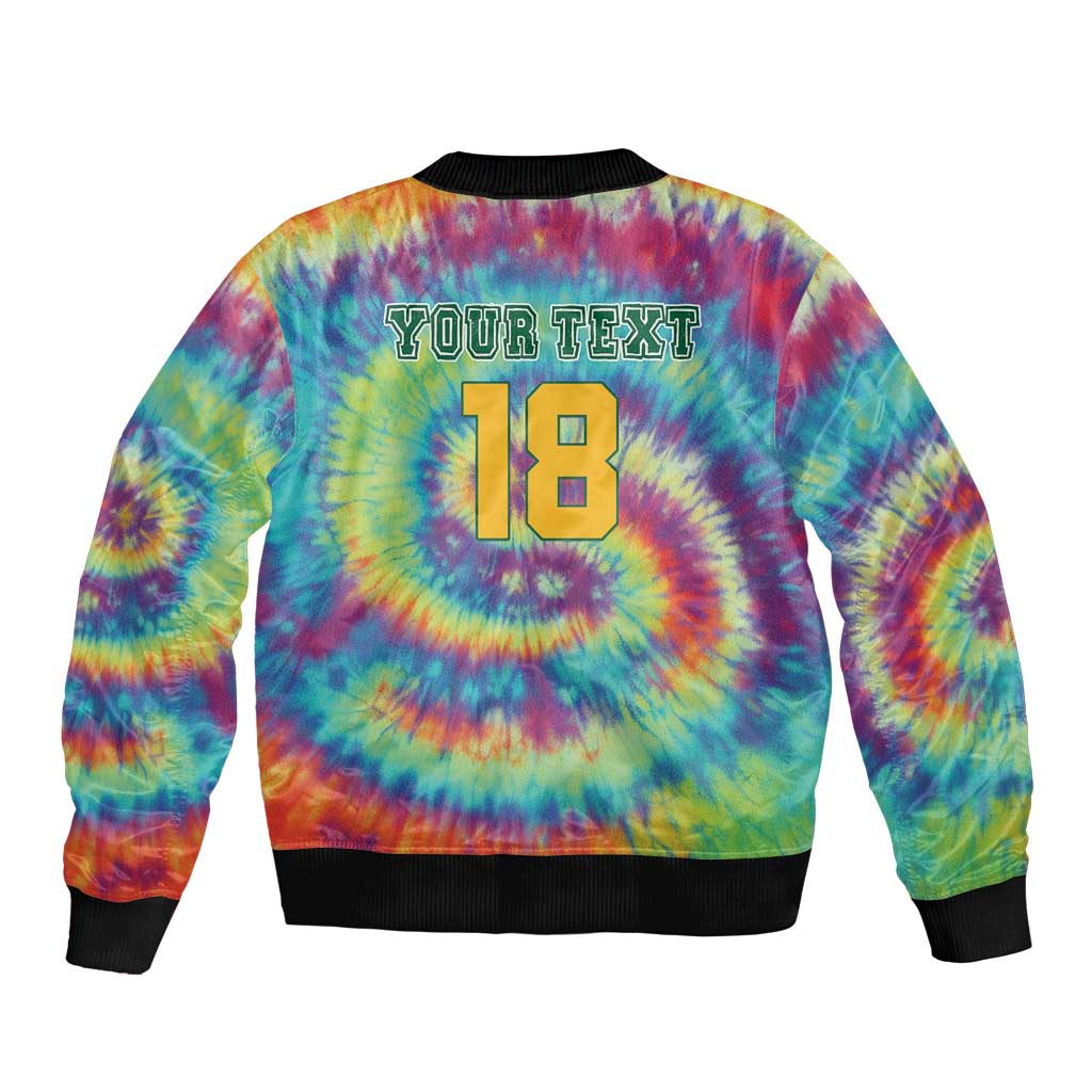 Custom Lithuania Basketball Skeleton 1992 Sleeve Zip Bomber Jacket Tie Dye Pattern - Wonder Print Shop