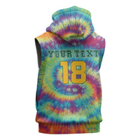 Custom Lithuania Basketball Skeleton 1992 Sleeveless Zip Hoodie Tie Dye Pattern - Wonder Print Shop