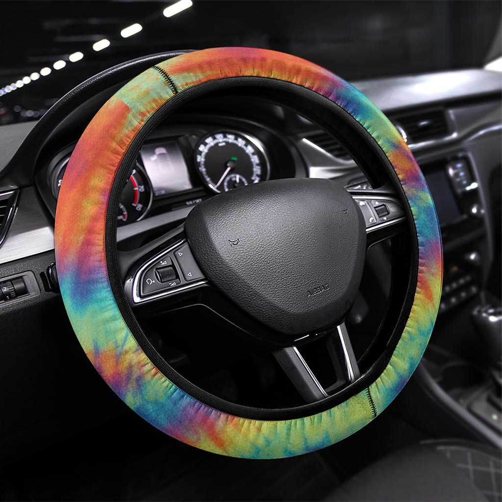 Lithuania Basketball Skeleton 1992 Steering Wheel Cover Tie Dye Pattern - Wonder Print Shop