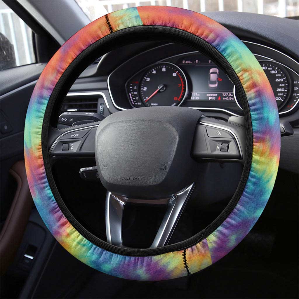 Lithuania Basketball Skeleton 1992 Steering Wheel Cover Tie Dye Pattern - Wonder Print Shop