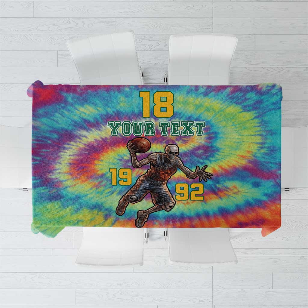Custom Lithuania Basketball Skeleton 1992 Tablecloth Tie Dye Pattern - Wonder Print Shop