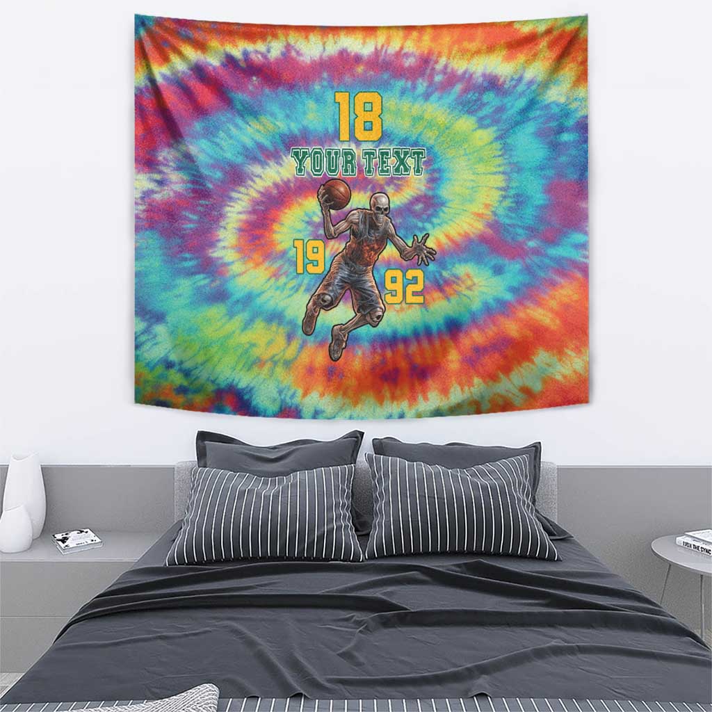 Custom Lithuania Basketball Skeleton 1992 Tapestry Tie Dye Pattern - Wonder Print Shop