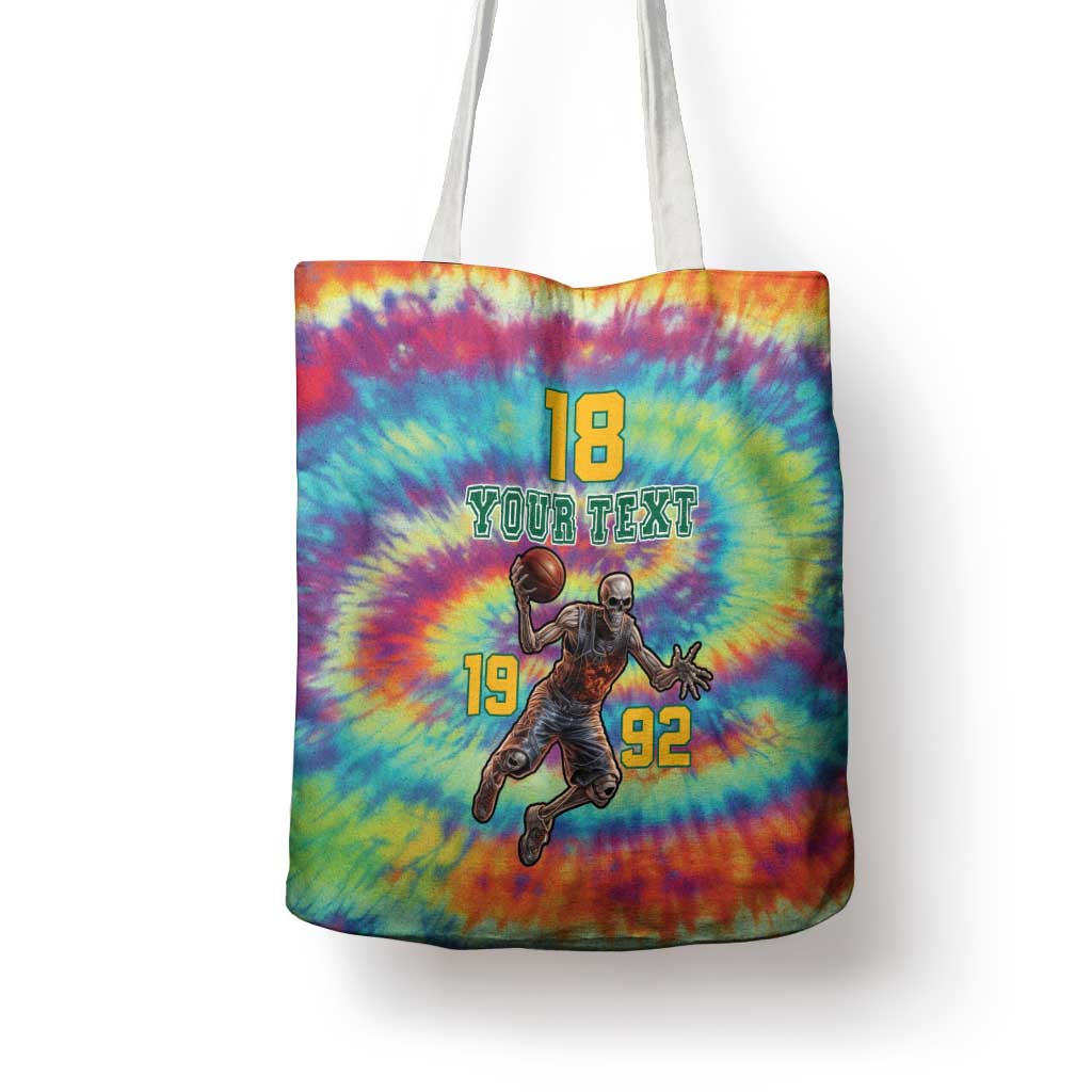 Custom Lithuania Basketball Skeleton 1992 Tote Bag Tie Dye Pattern - Wonder Print Shop
