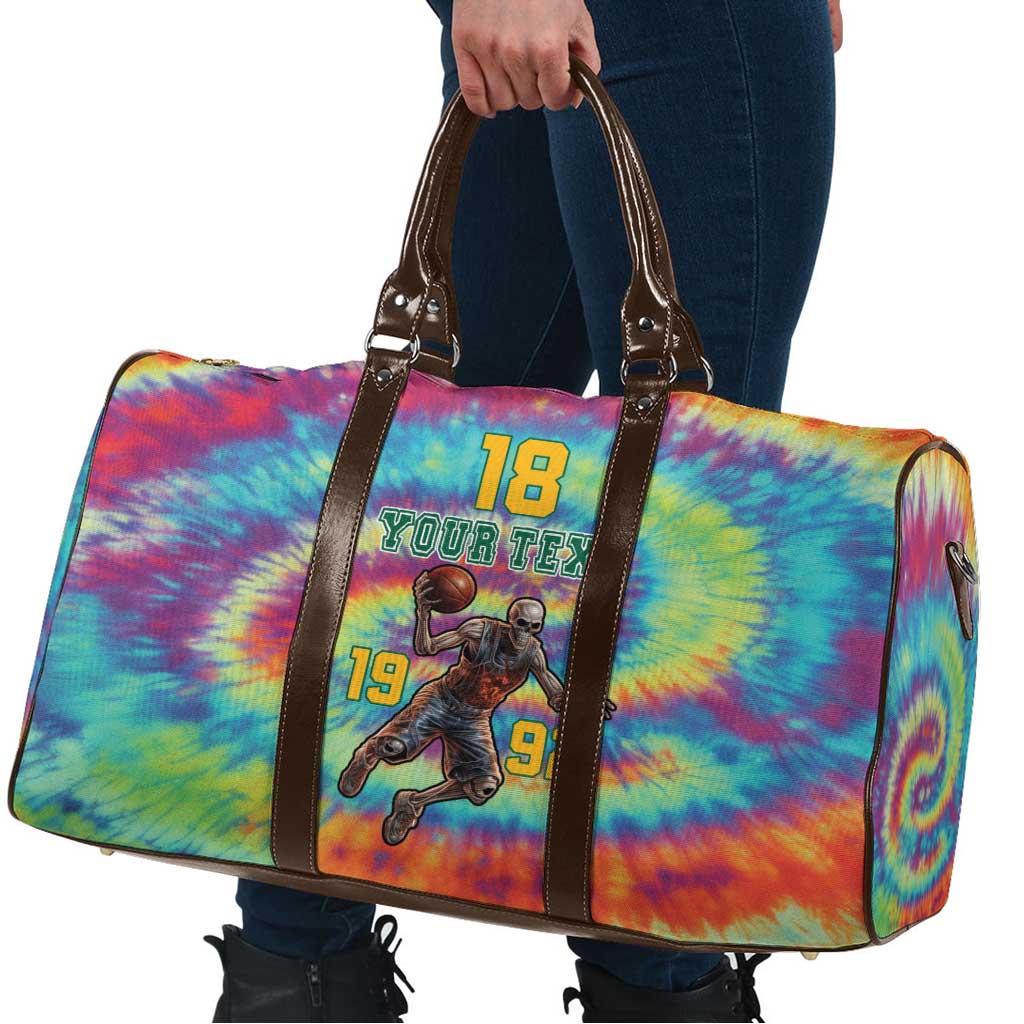Custom Lithuania Basketball Skeleton 1992 Travel Bag Tie Dye Pattern - Wonder Print Shop