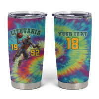 Custom Lithuania Basketball Skeleton 1992 Tumbler Cup Tie Dye Pattern - Wonder Print Shop