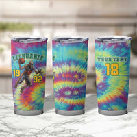 Custom Lithuania Basketball Skeleton 1992 Tumbler Cup Tie Dye Pattern - Wonder Print Shop