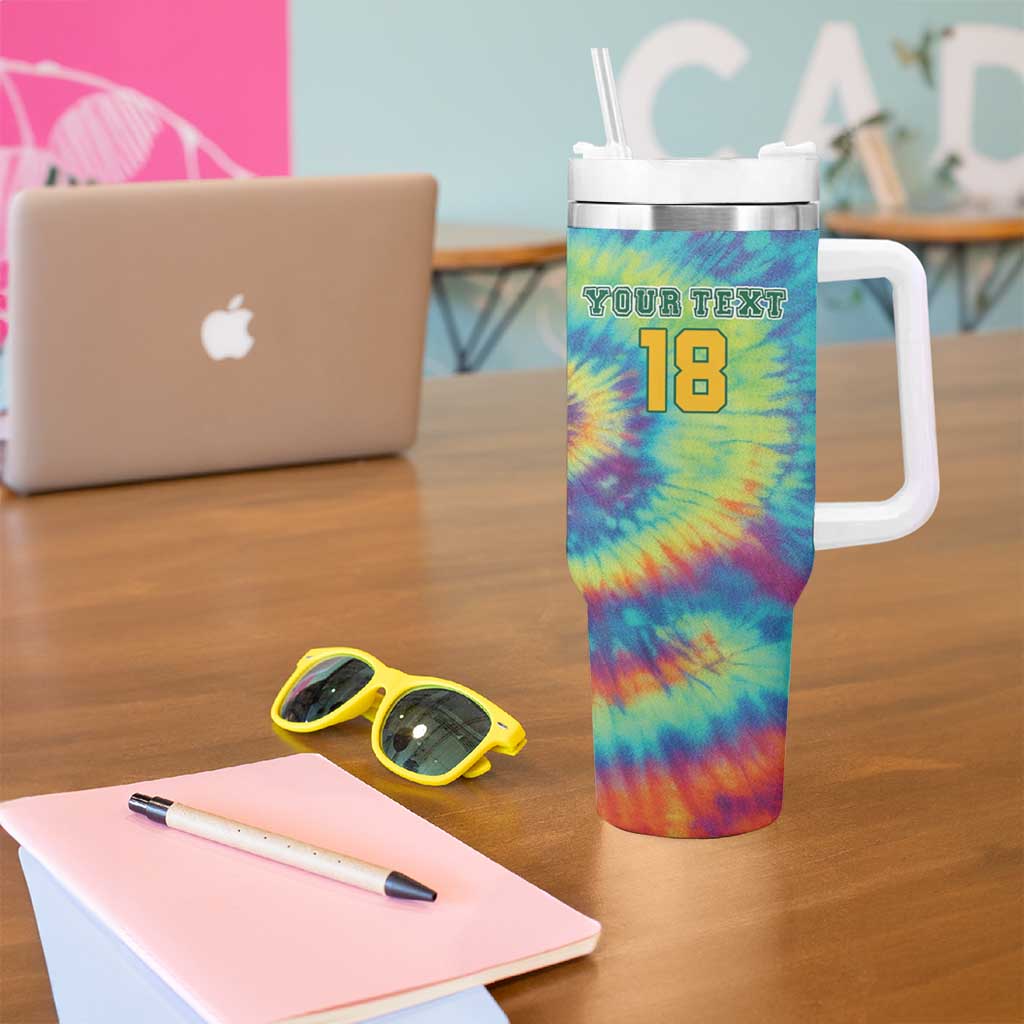 Custom Lithuania Basketball Skeleton 1992 Tumbler With Handle Tie Dye Pattern - Wonder Print Shop