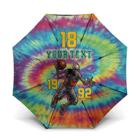 Custom Lithuania Basketball Skeleton 1992 Umbrella Tie Dye Pattern - Wonder Print Shop