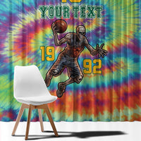 Custom Lithuania Basketball Skeleton 1992 Window Curtain Tie Dye Pattern - Wonder Print Shop