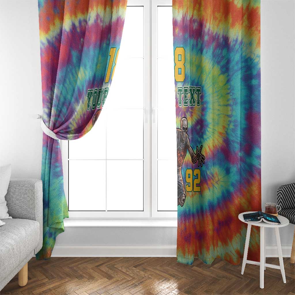 Custom Lithuania Basketball Skeleton 1992 Window Curtain Tie Dye Pattern - Wonder Print Shop