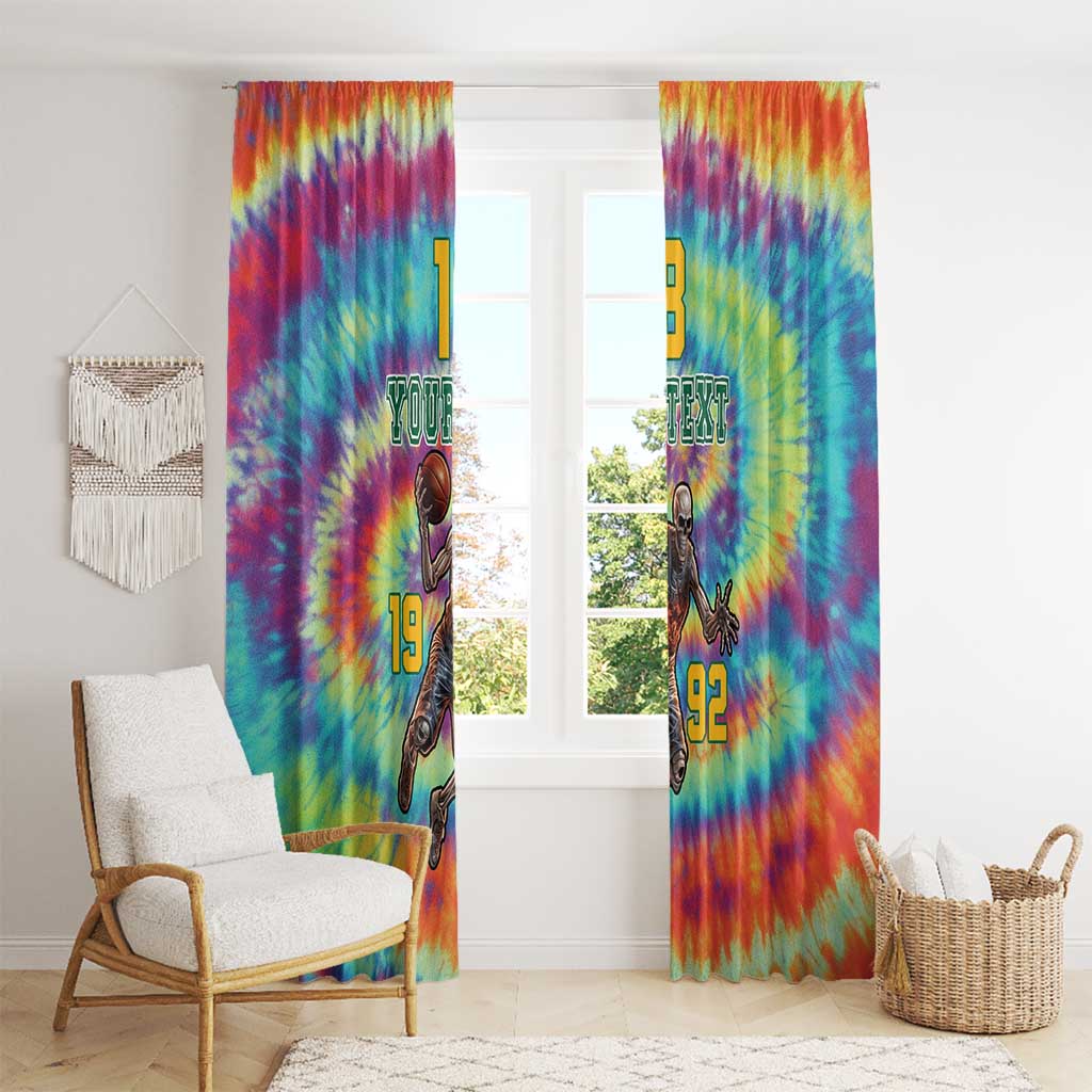 Custom Lithuania Basketball Skeleton 1992 Window Curtain Tie Dye Pattern - Wonder Print Shop