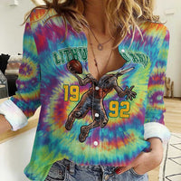 Custom Lithuania Basketball Skeleton 1992 Women Casual Shirt Tie Dye Pattern - Wonder Print Shop