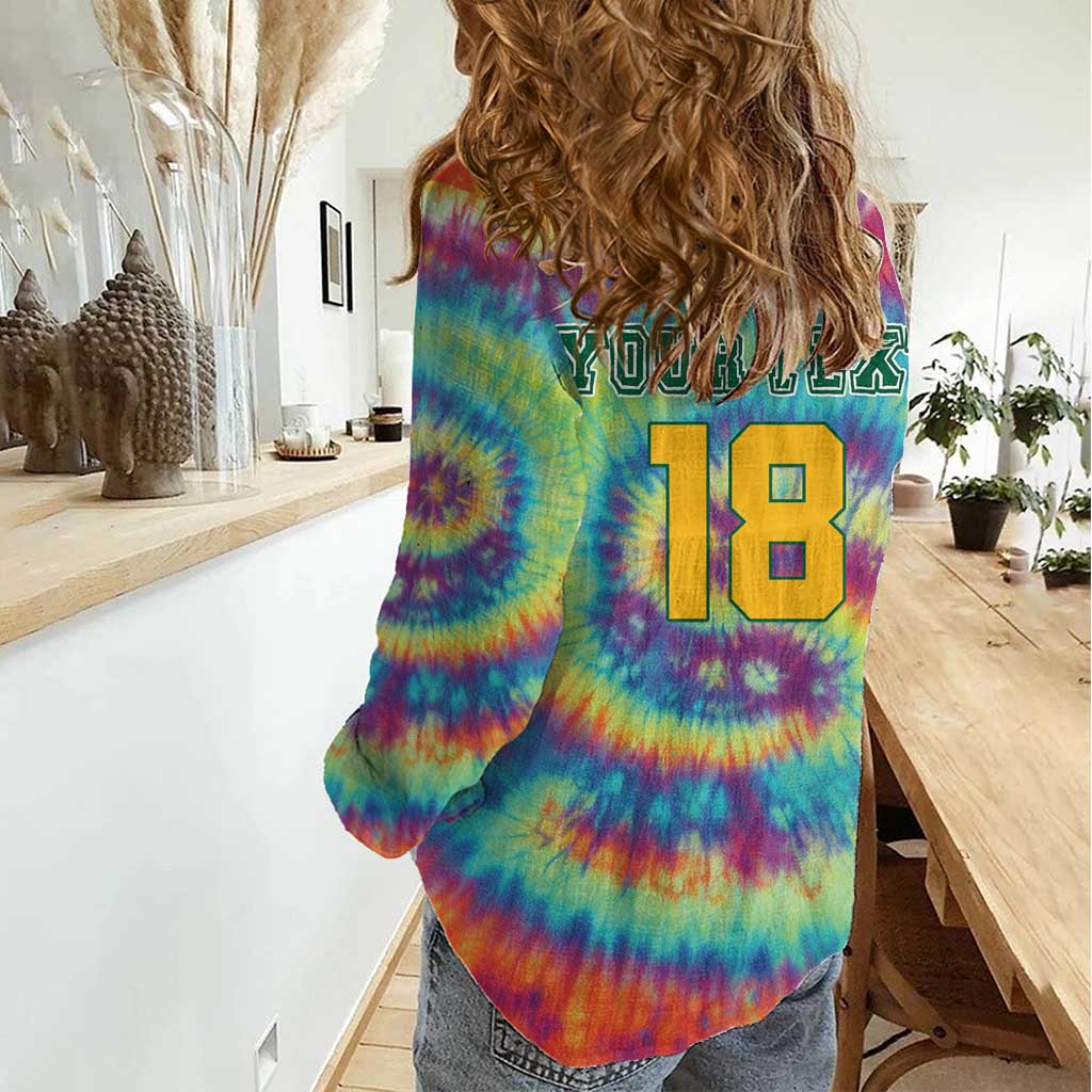 Custom Lithuania Basketball Skeleton 1992 Women Casual Shirt Tie Dye Pattern - Wonder Print Shop