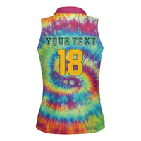 Custom Lithuania Basketball Skeleton 1992 Women Sleeveless Polo Shirt Tie Dye Pattern - Wonder Print Shop