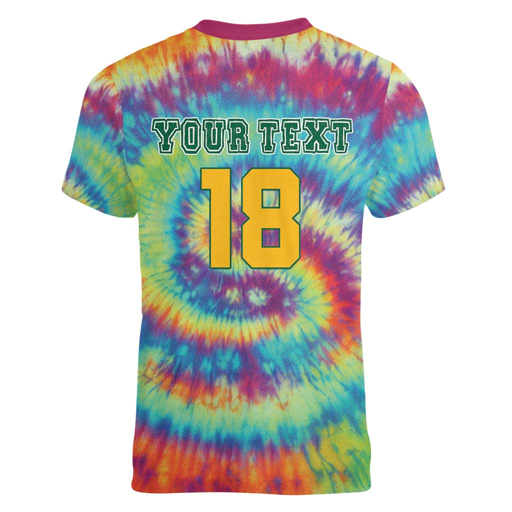 Custom Lithuania Basketball Skeleton 1992 Women V-Neck T-Shirt Tie Dye Pattern - Wonder Print Shop