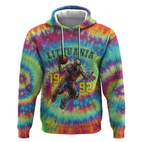 Custom Lithuania Basketball Skeleton 1992 Zip Hoodie Tie Dye Pattern - Wonder Print Shop