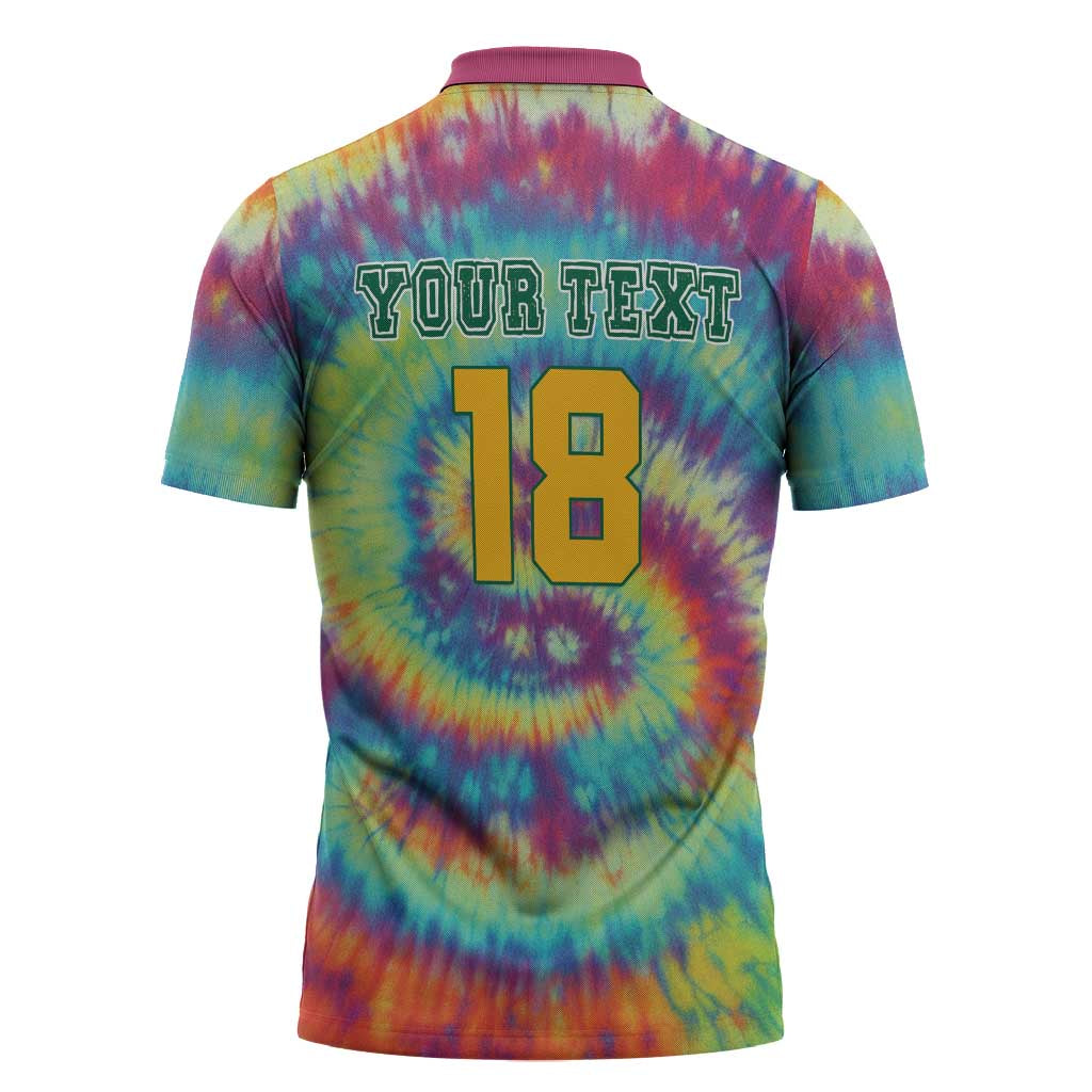 Custom Lithuania Basketball Skeleton 1992 Zipper Polo Shirt Tie Dye Pattern - Wonder Print Shop