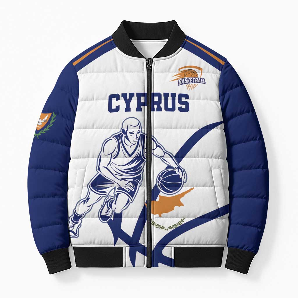 Cyprus Basketball Custom Bomber Puffer Jacket Go Champion - Wonder Print Shop