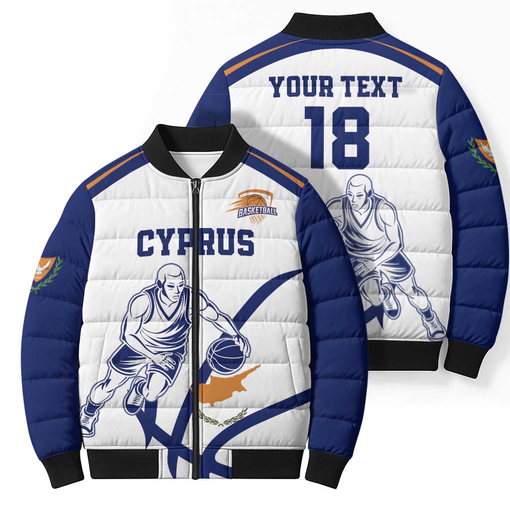 Cyprus Basketball Custom Bomber Puffer Jacket Go Champion - Wonder Print Shop