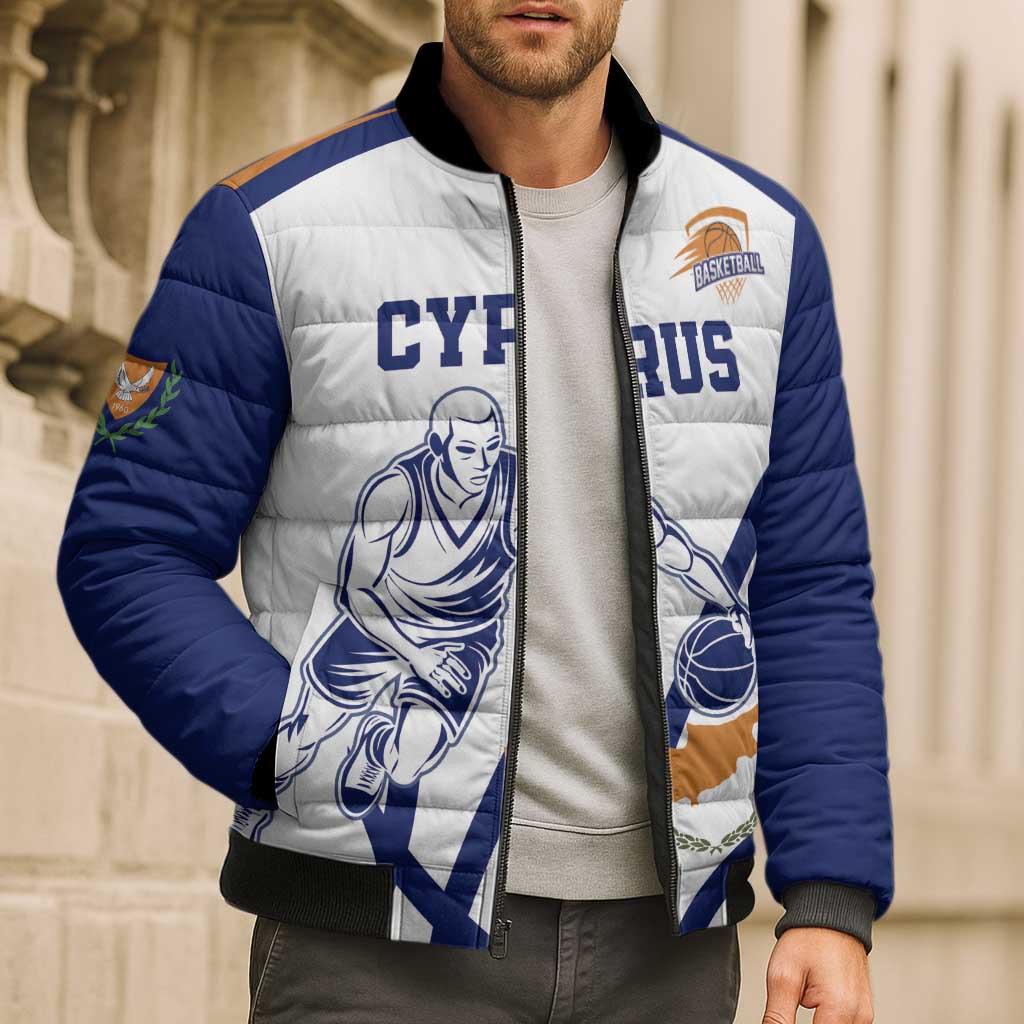 Cyprus Basketball Custom Bomber Puffer Jacket Go Champion - Wonder Print Shop