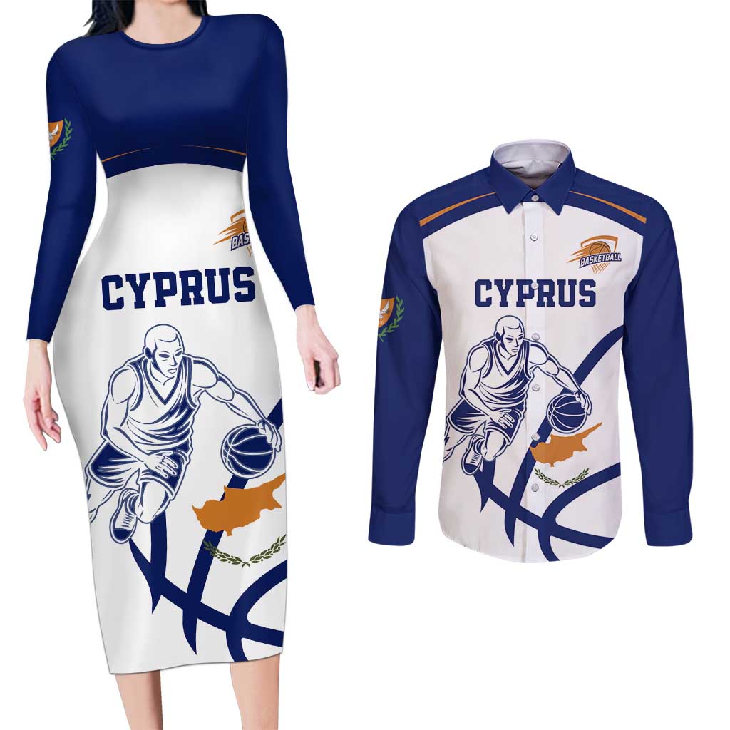 Cyprus Basketball Custom Couples Matching Long Sleeve Bodycon Dress and Long Sleeve Button Shirt Go Champion - Wonder Print Shop