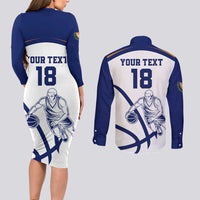 Cyprus Basketball Custom Couples Matching Long Sleeve Bodycon Dress and Long Sleeve Button Shirt Go Champion - Wonder Print Shop