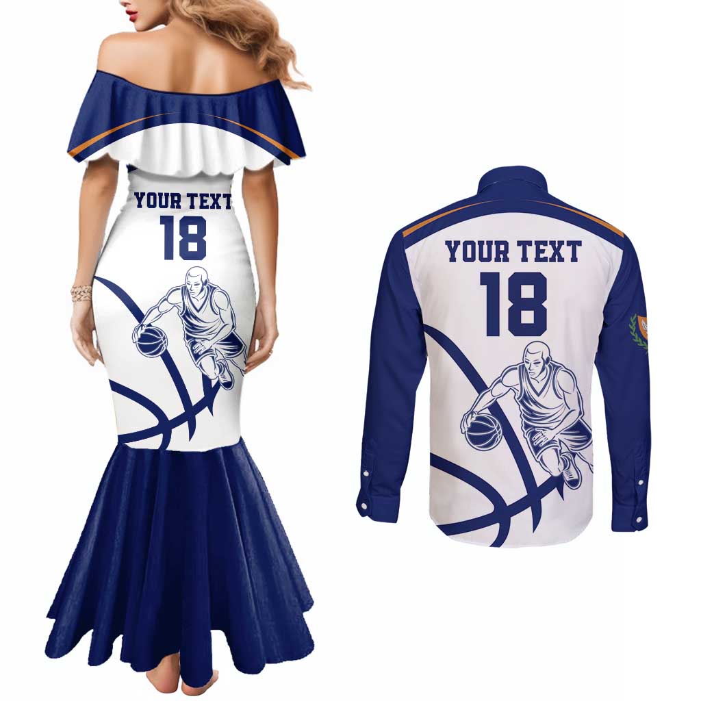 Cyprus Basketball Custom Couples Matching Mermaid Dress and Long Sleeve Button Shirt Go Champion - Wonder Print Shop