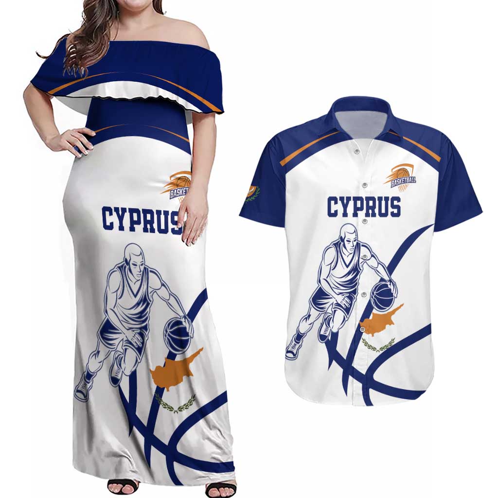 Cyprus Basketball Custom Couples Matching Off Shoulder Maxi Dress and Hawaiian Shirt Go Champion - Wonder Print Shop