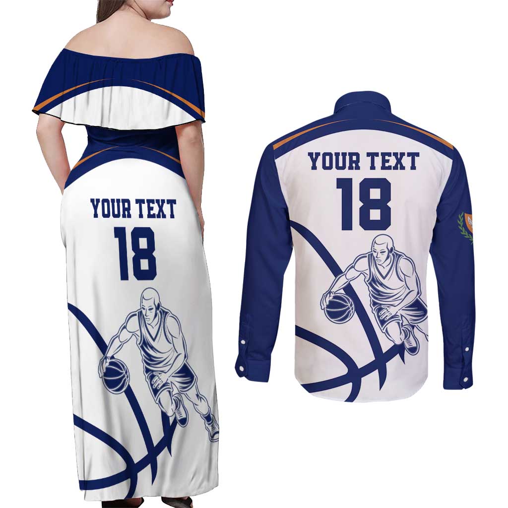 Cyprus Basketball Custom Couples Matching Off Shoulder Maxi Dress and Long Sleeve Button Shirt Go Champion - Wonder Print Shop