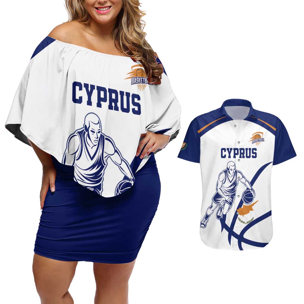 Cyprus Basketball Custom Couples Matching Off Shoulder Short Dress and Hawaiian Shirt Go Champion - Wonder Print Shop