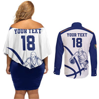 Cyprus Basketball Custom Couples Matching Off Shoulder Short Dress and Long Sleeve Button Shirt Go Champion - Wonder Print Shop