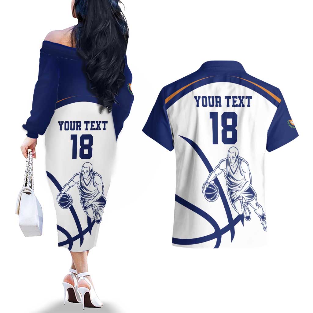 Cyprus Basketball Custom Couples Matching Off The Shoulder Long Sleeve Dress and Hawaiian Shirt Go Champion - Wonder Print Shop