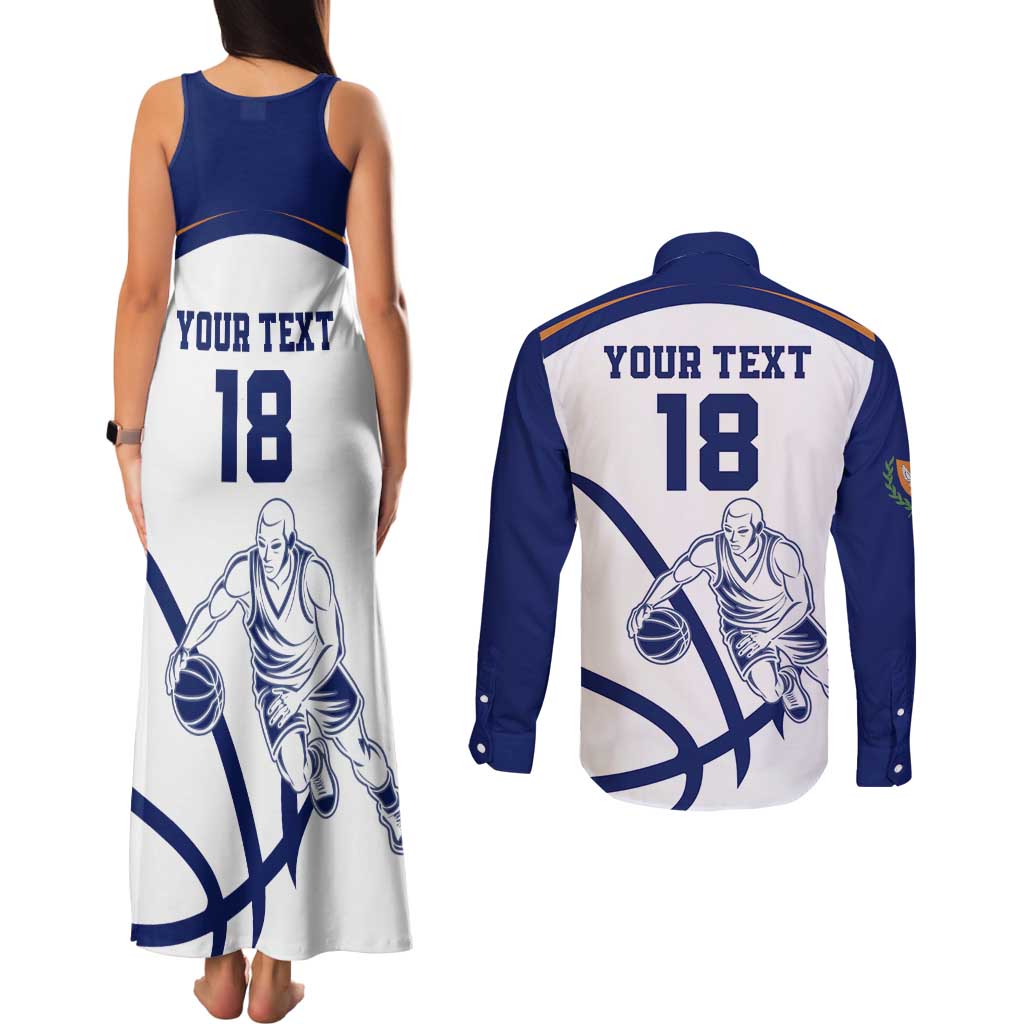 Cyprus Basketball Custom Couples Matching Tank Maxi Dress and Long Sleeve Button Shirt Go Champion - Wonder Print Shop