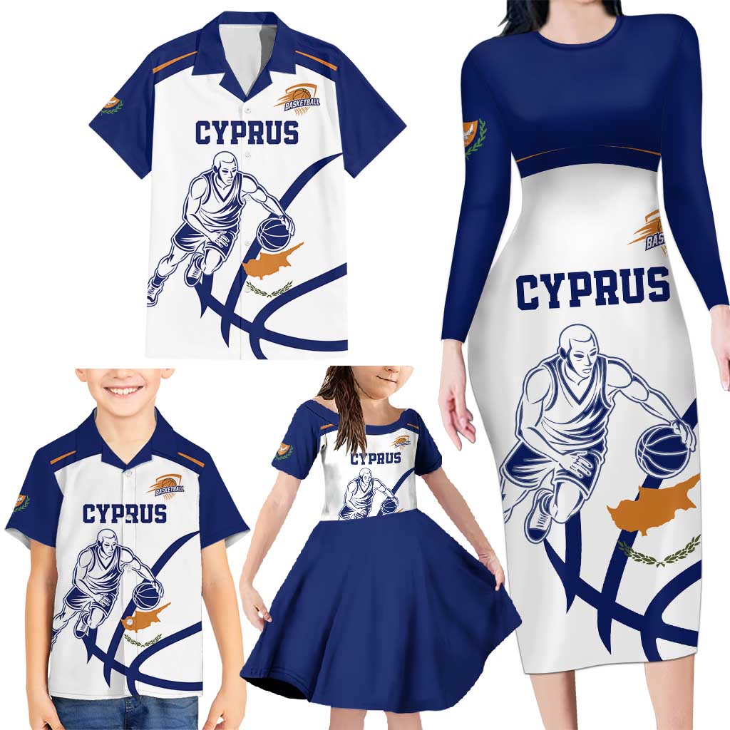 Cyprus Basketball Custom Family Matching Long Sleeve Bodycon Dress and Hawaiian Shirt Go Champion - Wonder Print Shop