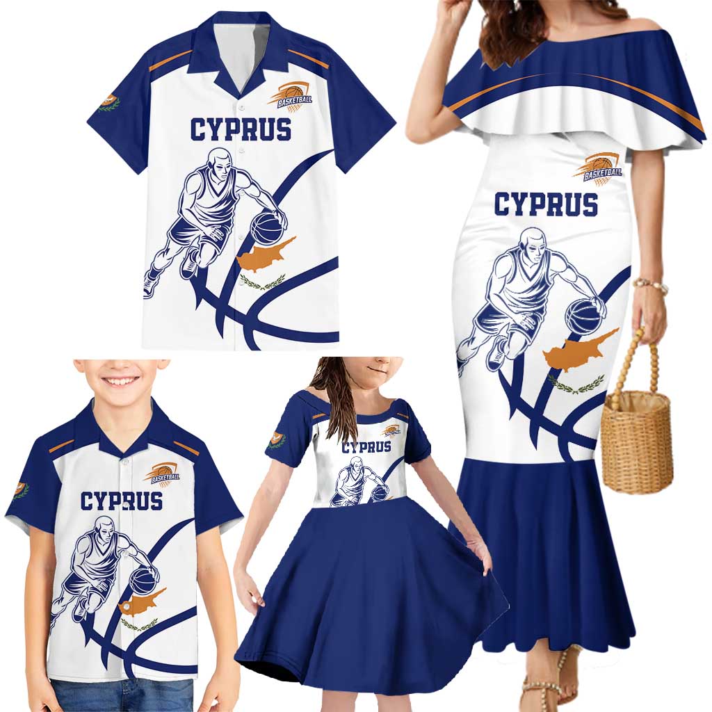 Cyprus Basketball Custom Family Matching Mermaid Dress and Hawaiian Shirt Go Champion - Wonder Print Shop