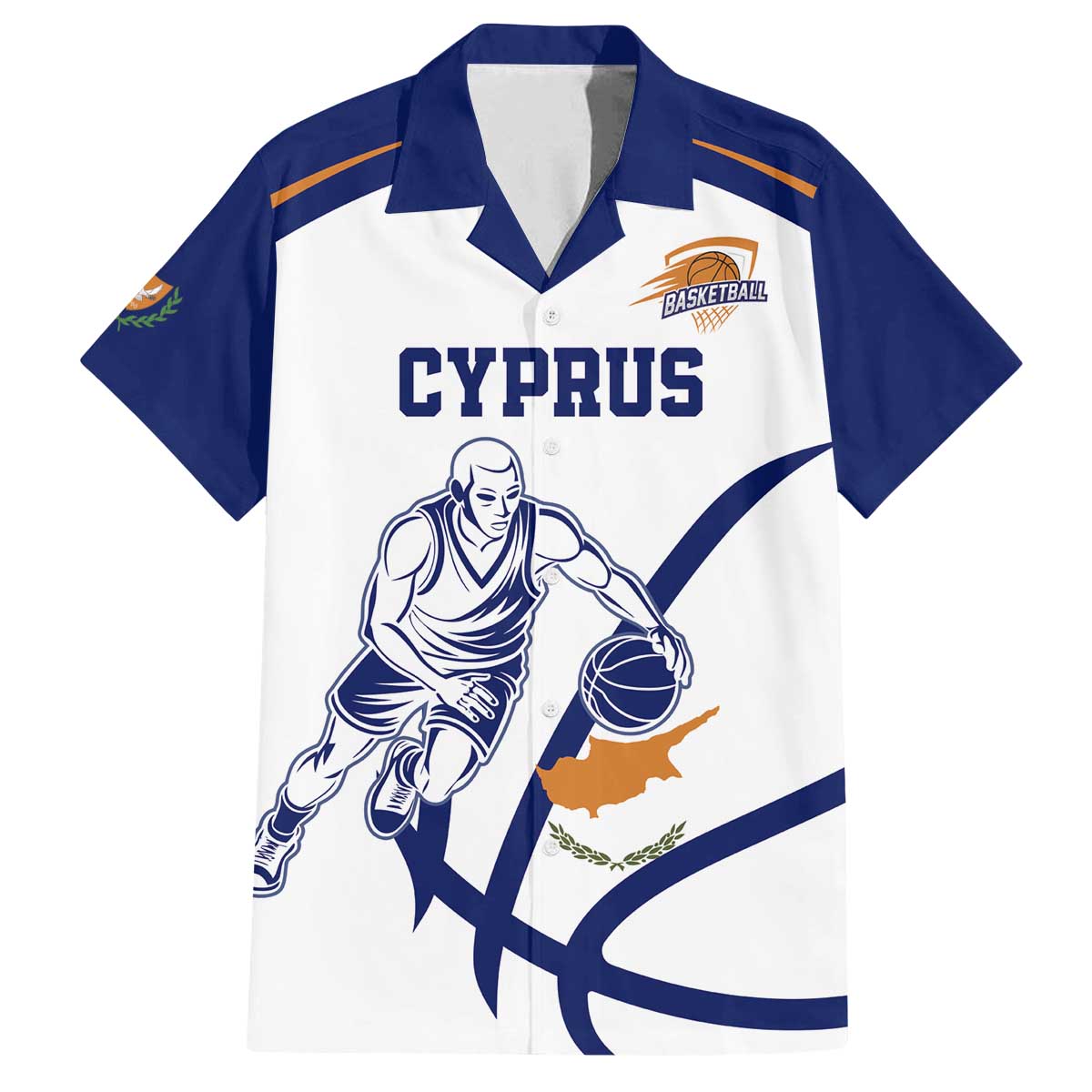 Cyprus Basketball Custom Family Matching Off The Shoulder Long Sleeve Dress and Hawaiian Shirt Go Champion - Wonder Print Shop