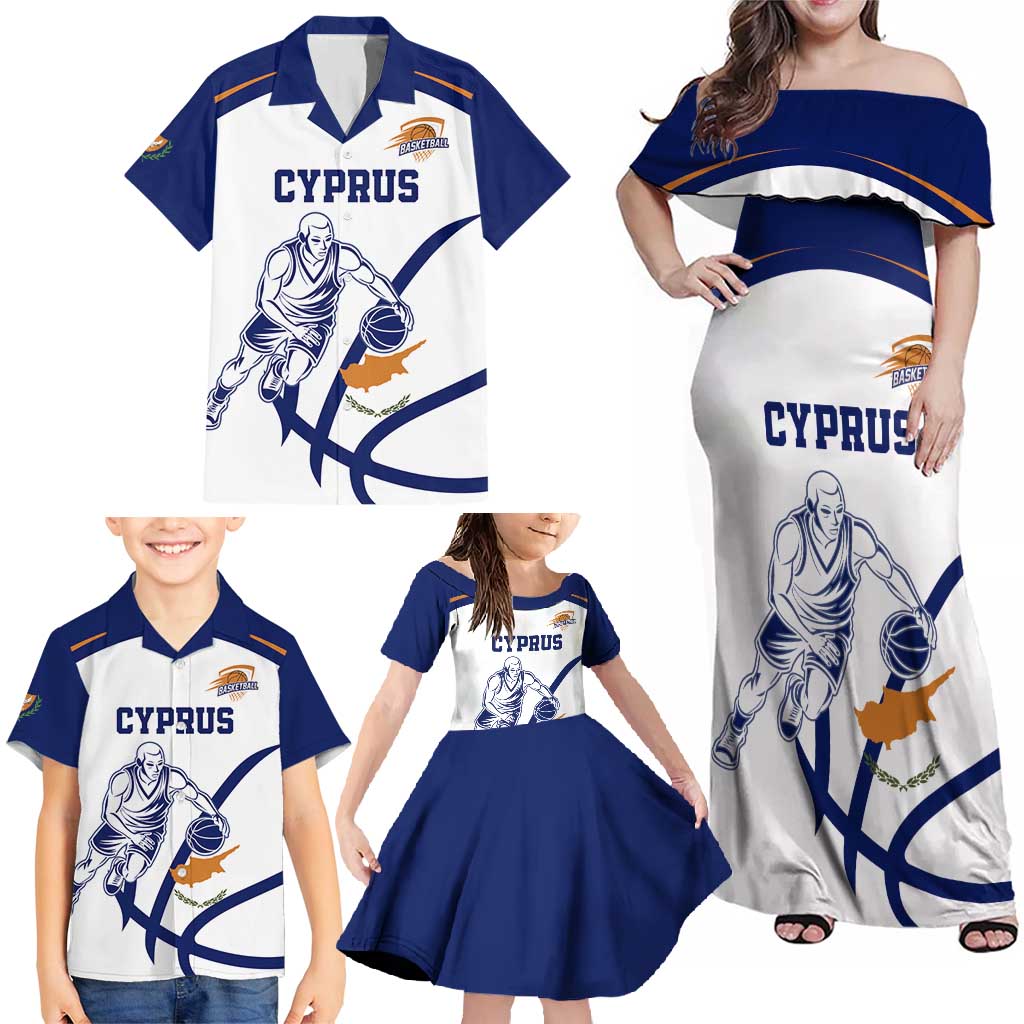 Cyprus Basketball Custom Family Matching Off Shoulder Maxi Dress and Hawaiian Shirt Go Champion - Wonder Print Shop