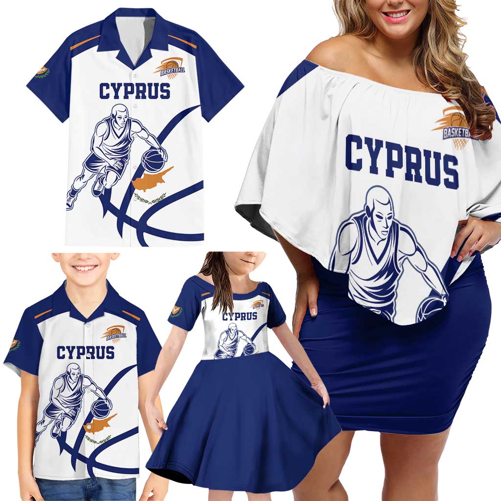 Cyprus Basketball Custom Family Matching Off Shoulder Short Dress and Hawaiian Shirt Go Champion - Wonder Print Shop