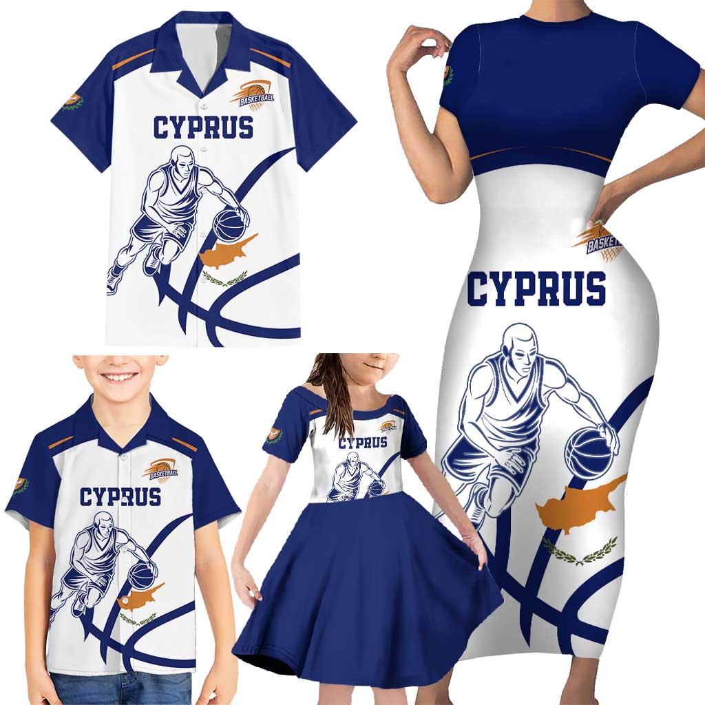 Cyprus Basketball Custom Family Matching Short Sleeve Bodycon Dress and Hawaiian Shirt Go Champion - Wonder Print Shop