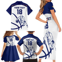 Cyprus Basketball Custom Family Matching Short Sleeve Bodycon Dress and Hawaiian Shirt Go Champion - Wonder Print Shop