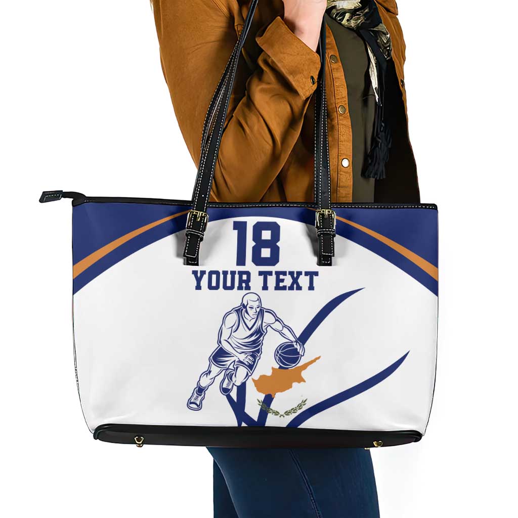Cyprus Basketball Custom Leather Tote Bag Go Champion - Wonder Print Shop
