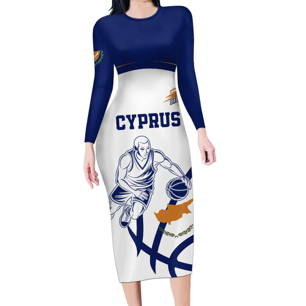 Cyprus Basketball Custom Long Sleeve Bodycon Dress Go Champion - Wonder Print Shop