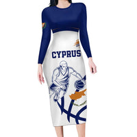 Cyprus Basketball Custom Long Sleeve Bodycon Dress Go Champion - Wonder Print Shop