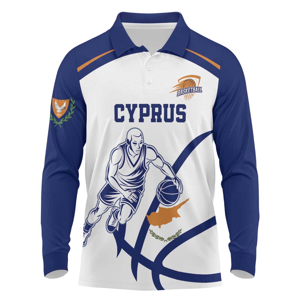 Cyprus Basketball Custom Long Sleeve Polo Shirt Go Champion - Wonder Print Shop